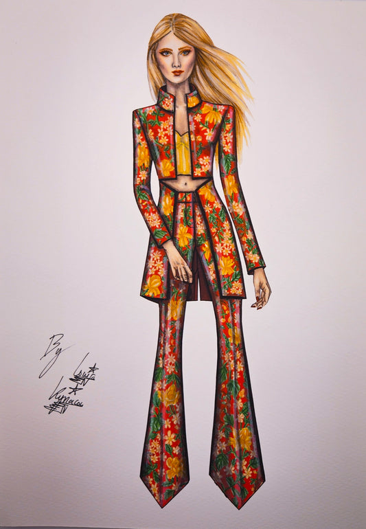 London In Bloom Fashion Illustration