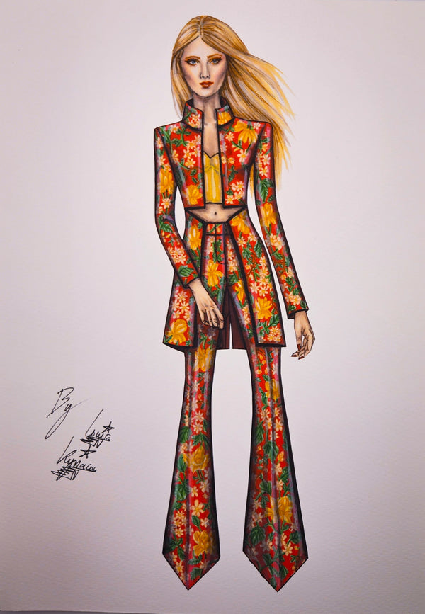 London In Bloom Fashion Illustration
